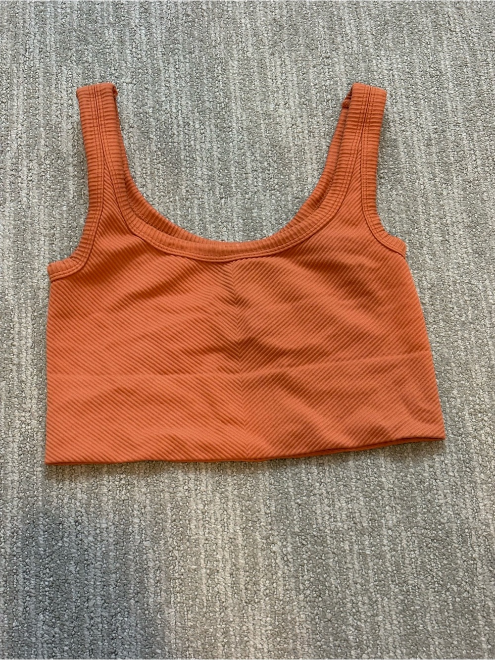 Tilly's Ribbed Scoop Crop Tank in Burnt Orange